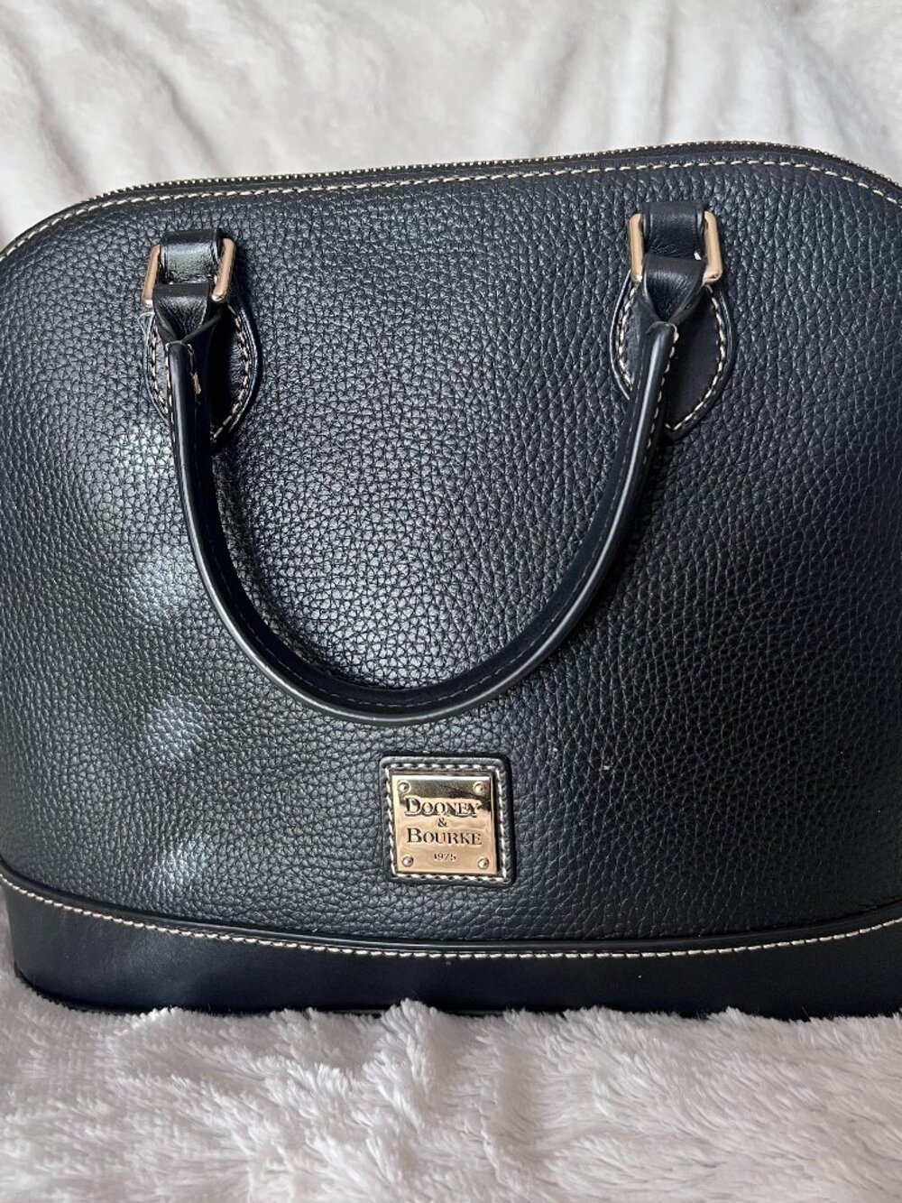 Dooney & Bourke Black Dome Satchel Pebble Leather Purse Handbag Classic